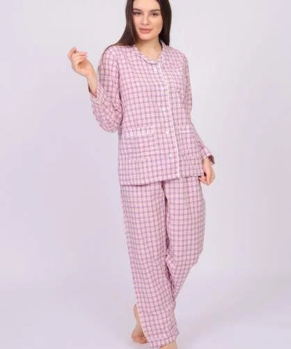 Autumn Cotton Pyjama - checkered Pink