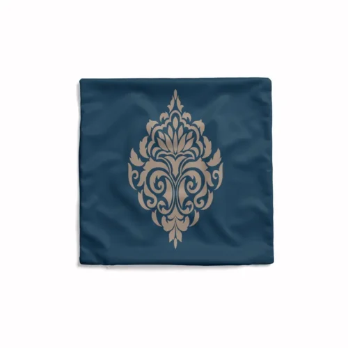 Damask Blue Cushion Cover featuring a classic damask pattern in a rich blue hue, perfect for adding a touch of luxury to your home decor.