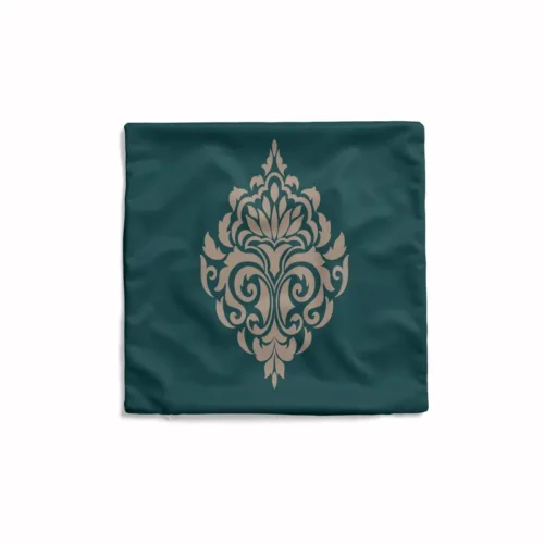 Damask Green Cushion Cover featuring a classic damask pattern in a rich green hue, perfect for adding a touch of luxury to your home decor.